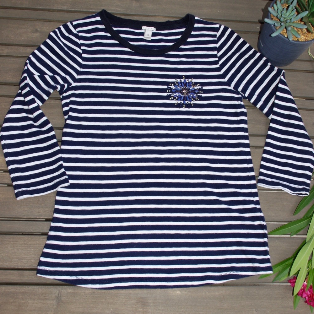 J. Crew Striped 3/4 Sleeve T-shirt - Size XS
